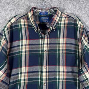 Sir Pendleton Shirt Mens XL Blue Plaid Flawed Sleeves Shrunk And Has 2 Holes